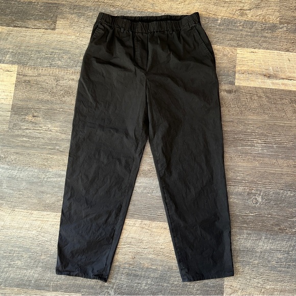 ANTONELLI FIRENZE black cotton poplin straight leg pull on pants L - Picture 2 of 12